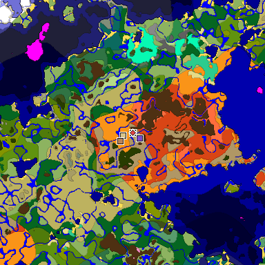 Predicted biome map of Java 1.20 seed -1475289251673473327 around estimated spawn