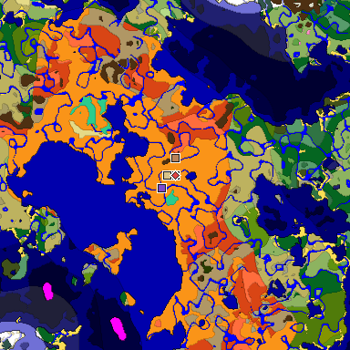 Predicted biome map of Java 1.20 seed 6205687745931883227 around estimated spawn