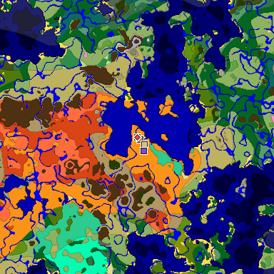 Predicted biome map of Java 1.20 seed -5039893506899235524 around estimated spawn
