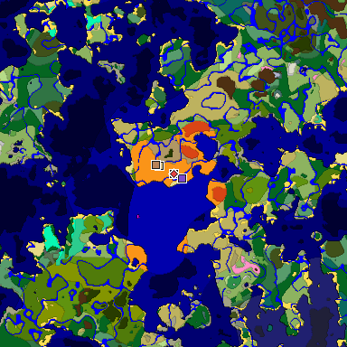 Predicted biome map of Java 1.20 seed -2629073317533283261 around estimated spawn