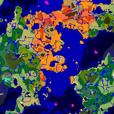 Predicted biome map of Java 1.20 seed -7790167039039522110 around estimated spawn