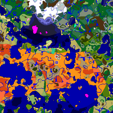 Predicted biome map of Java 1.20 seed 5700280672479907581 around estimated spawn