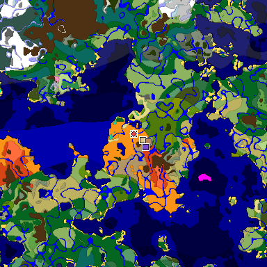 Predicted biome map of Java 1.20 seed 3662940164328691243 around estimated spawn