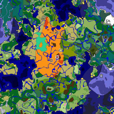 Predicted biome map of Java 1.20 seed -5293148913064514835 around estimated spawn