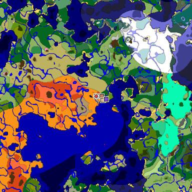 Predicted biome map of Java 1.20 seed -8965481152129212603 around estimated spawn