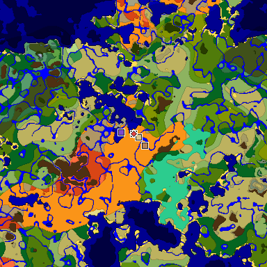 Predicted biome map of Java 1.20 seed 6413002194251574520 around estimated spawn