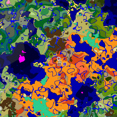 Predicted biome map of Java 1.20 seed 4341908138600012200 around estimated spawn