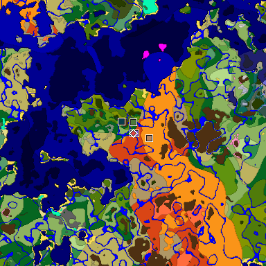 Predicted biome map of Java 1.20 seed 1382487337782619639 around estimated spawn
