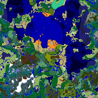 Predicted biome map of Java 1.20 seed 4950105342751728566 around estimated spawn