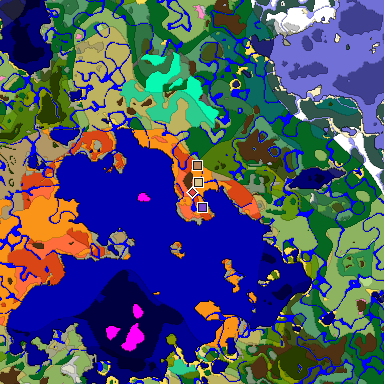 Predicted biome map of Java 1.20 seed -1751833367172958539 around estimated spawn