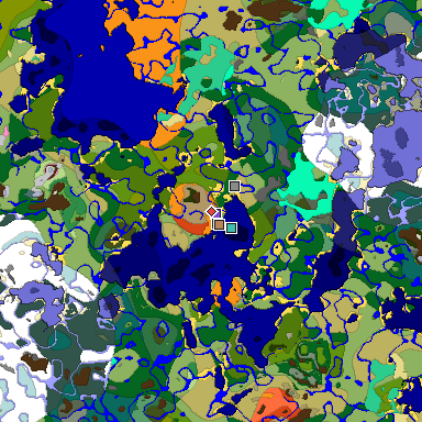 Predicted biome map of Java 1.20 seed -2377137781859299618 around estimated spawn