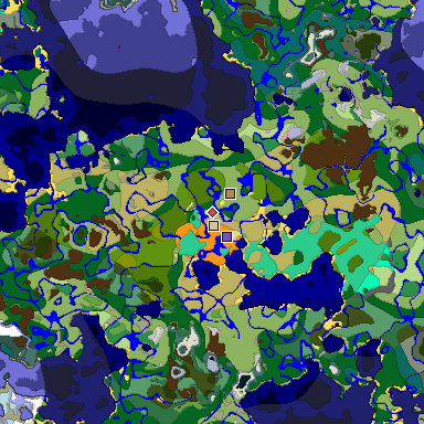 Predicted biome map of Java 1.20 seed -98294648614478941 around estimated spawn