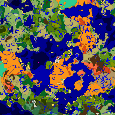 Predicted biome map of Java 1.20 seed -9172051385344451048 around estimated spawn