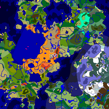 Predicted biome map of Java 1.20 seed 749051580092042814 around estimated spawn