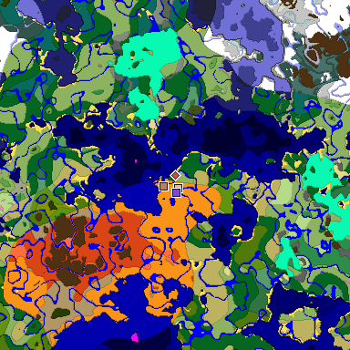 Predicted biome map of Java 1.20 seed -4007731920991008517 around estimated spawn