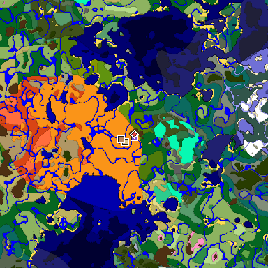 Predicted biome map of Java 1.20 seed 8166658899489794047 around estimated spawn