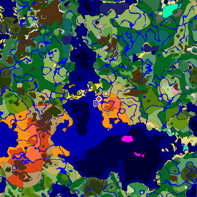 Predicted biome map of Java 1.20 seed 8256833643710785708 around estimated spawn