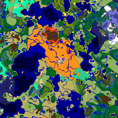 Predicted biome map of Java 1.20 seed 4529223647739559503 around estimated spawn