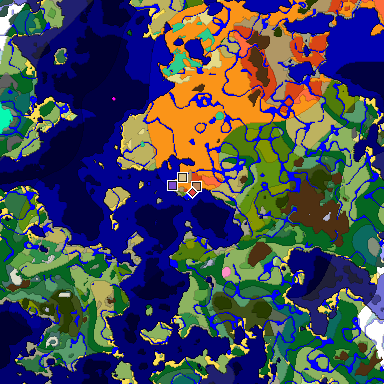 Predicted biome map of Java 1.20 seed 4512432697220692883 around estimated spawn