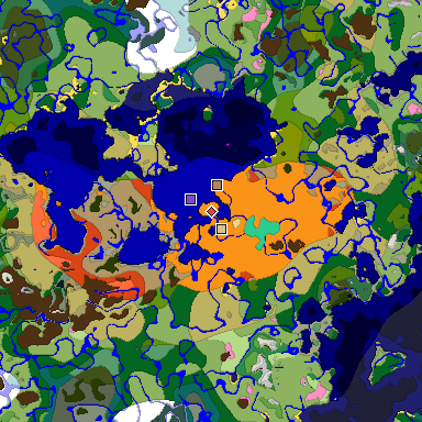 Predicted biome map of Java 1.20 seed 7111143442939399890 around estimated spawn