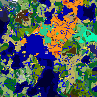 Predicted biome map of Java 1.20 seed -7297589176803200249 around estimated spawn