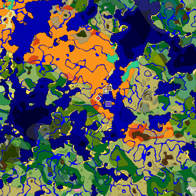 Predicted biome map of Java 1.20 seed -4261360980474116157 around estimated spawn