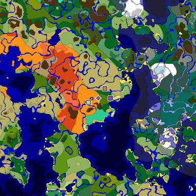 Predicted biome map of Java 1.20 seed -8995824729294557337 around estimated spawn