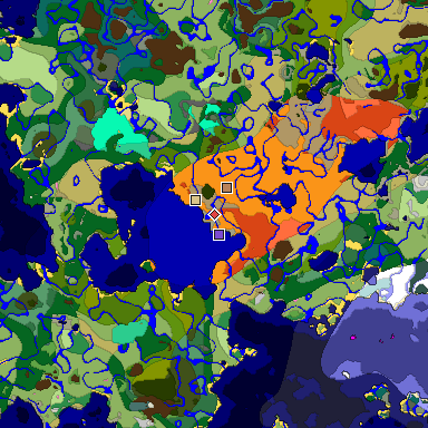 Predicted biome map of Java 1.20 seed 5472096703447108543 around estimated spawn