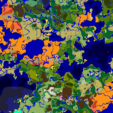 Predicted biome map of Java 1.20 seed -1245964362700220649 around estimated spawn