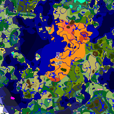 Predicted biome map of Java 1.20 seed 2457750359391156996 around estimated spawn