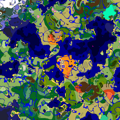 Predicted biome map of Java 1.20 seed -1218250233619277231 around estimated spawn