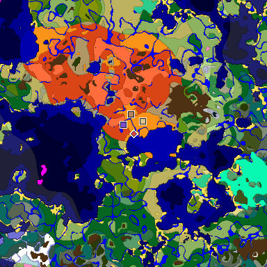 Predicted biome map of Java 1.20 seed -4395021852918565209 around estimated spawn
