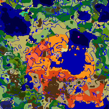 Predicted biome map of Java 1.20 seed -3646129926800006939 around estimated spawn