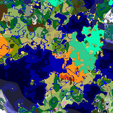 Predicted biome map of Java 1.20 seed 3339942392174019775 around estimated spawn