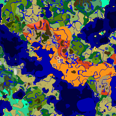 Predicted biome map of Java 1.20 seed 8287590795417179121 around estimated spawn