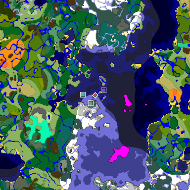 Predicted biome map of Java 1.20 seed 6541826907269482449 around estimated spawn