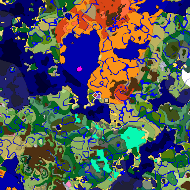 Predicted biome map of Java 1.20 seed 2834396118797592484 around estimated spawn