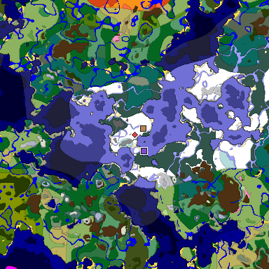 Predicted biome map of Java 1.20 seed 8980060989521697352 around estimated spawn