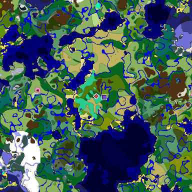 Predicted biome map of Java 1.20 seed 3315559263460856711 around estimated spawn