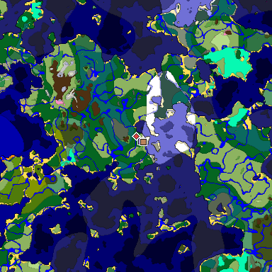 Predicted biome map of Java 1.20 seed -3978460373775175597 around estimated spawn
