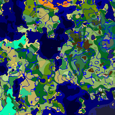 Predicted biome map of Java 1.20 seed 5133235090105981140 around estimated spawn
