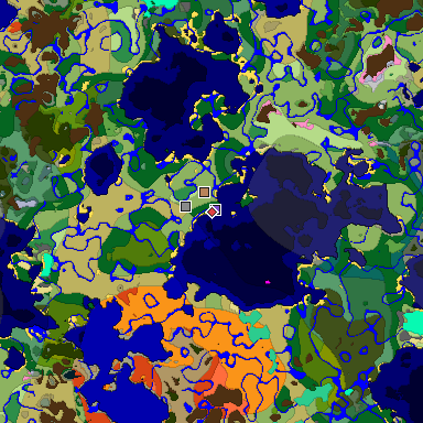 Predicted biome map of Java 1.20 seed 6606965703096650332 around estimated spawn