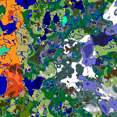 Predicted biome map of Java 1.20 seed 4798943764741945700 around estimated spawn