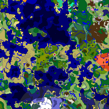 Predicted biome map of Java 1.20 seed -4730545526326499659 around estimated spawn