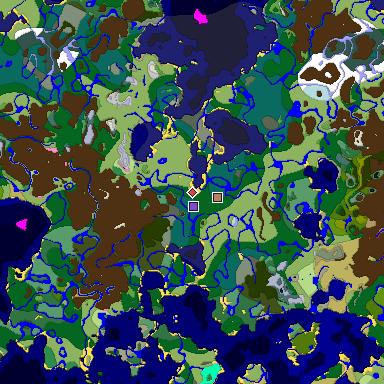 Predicted biome map of Java 1.20 seed -2939208022654908870 around estimated spawn