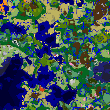 Predicted biome map of Java 1.20 seed 1586761746156968730 around estimated spawn