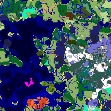 Predicted biome map of Java 1.20 seed 2866935431816862052 around estimated spawn