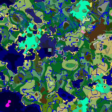 Predicted biome map of Java 1.20 seed 8658669594352134883 around estimated spawn