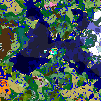 Predicted biome map of Java 1.20 seed -2131218028977863558 around estimated spawn