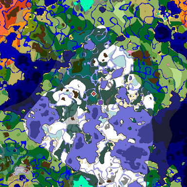 Predicted biome map of Java 1.20 seed 2577860929316716192 around estimated spawn